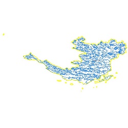 نقشه آبراهه های حوضه آبریز رودخانه های کل – مهران و جزایر خلیج فارس