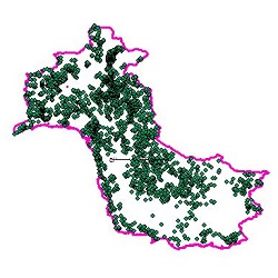 نقشه روستاهای حوضه آبریز رودخانه های بین بندر عباس – سدیج