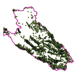 نقشه روستاهای حوضه آبریز کویر های درانجیر و ساغند