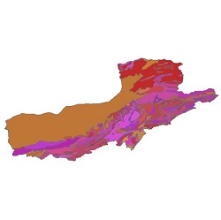 نقشه زمین شناسی حوضه آبریز رودخانه های بین قره سو و گرگانرود